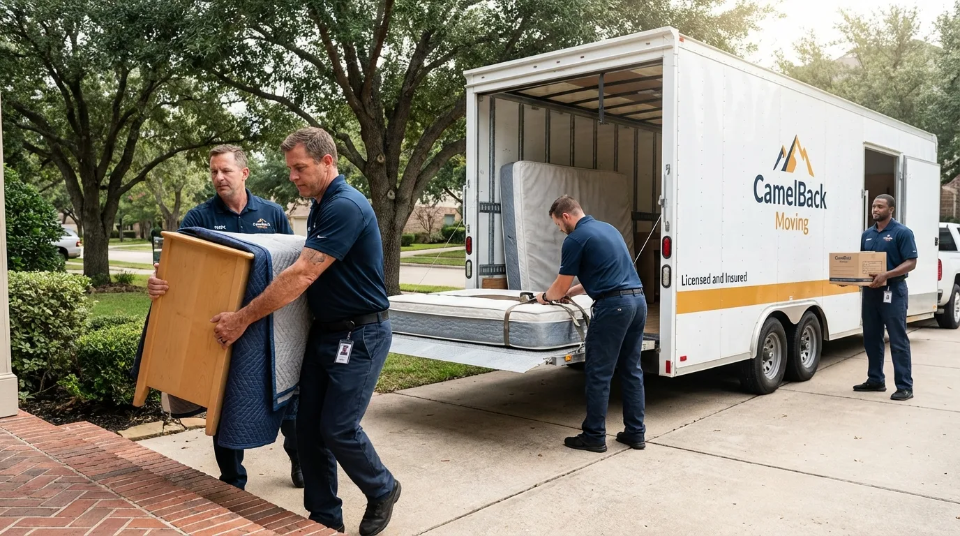 Crew loading residential truck for cross-state move from Slidell, LA