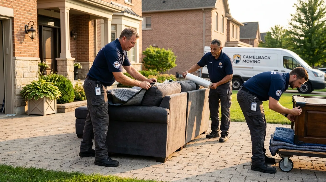 Large estate moving crew wrapping furniture in Slidell, LA